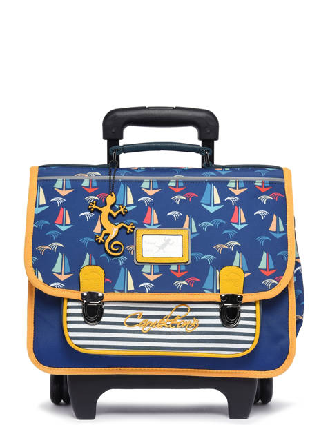 Cartable  Roulettes 2 Compartiments Cameleon Bleu retro PBRECR35