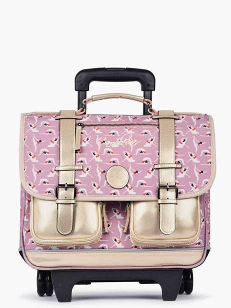 Schoolbag On Wheels For Kids 2 Compartments Cameleon Pink vintage fantasy PBVGCR38