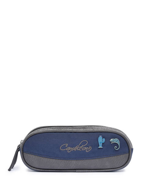 2-compartment  Pouch Cameleon Blue vintage pin's TROU other view 4