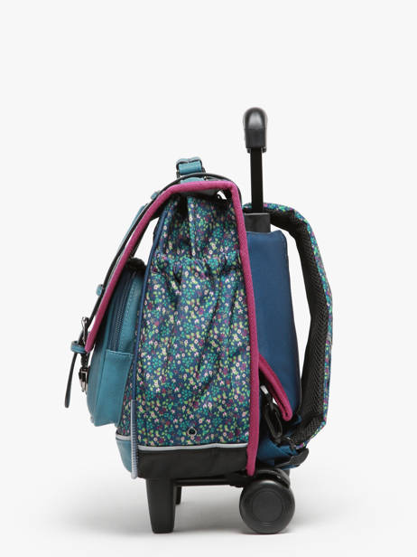 Cartable à Roulettes Enfant 2 Compartiments Cameleon Bleu vintage fantasy CR38 vue secondaire 2