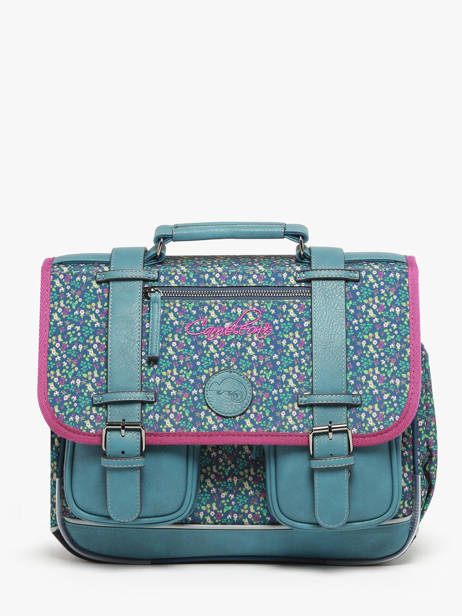 Boekentas Kinderen 2 Compartimenten Cameleon Blauw vintage fantasy CA35