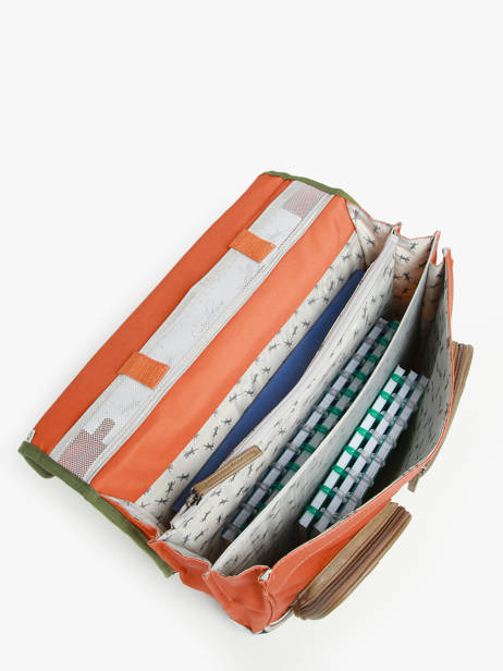 Boekentas Kinderen 3 Compartimenten Cameleon Oranje vintage urban CA41 ander zicht 3