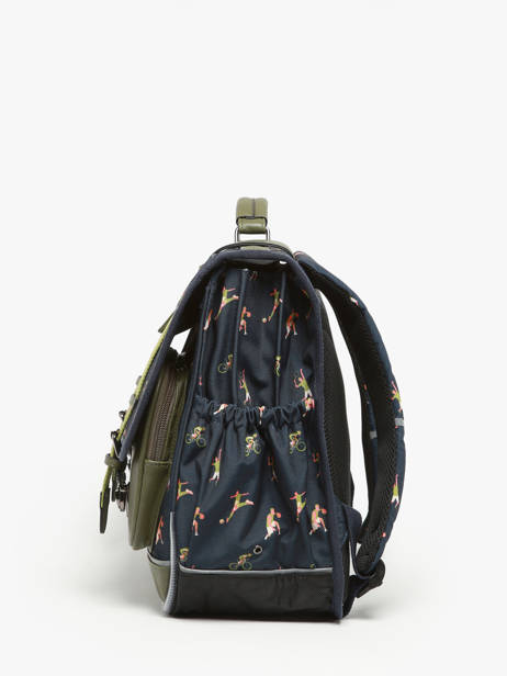Boekentas Kinderen 3 Compartimenten Cameleon Groen vintage urban CA41 ander zicht 2