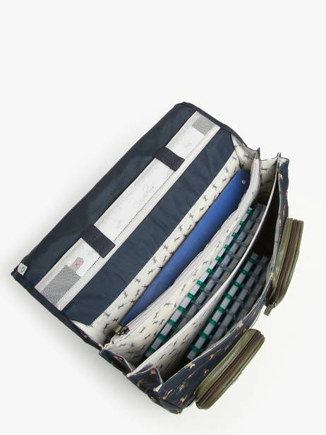 Boekentas Kinderen 3 Compartimenten Cameleon Groen vintage urban CA41 ander zicht 3
