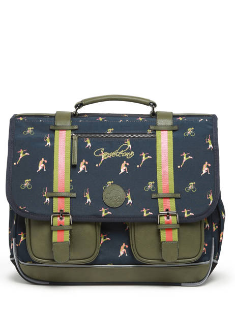 Boekentas Kinderen 3 Compartimenten Cameleon Groen vintage urban CA41 ander zicht 6