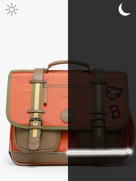 Cartable Enfant 2 Compartiments Cameleon Orange vintage urban CA38 vue secondaire 7