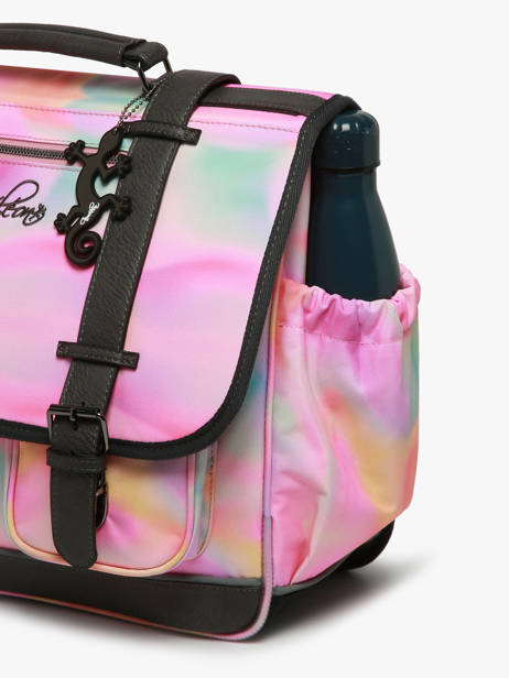Satchel For Kids 2 Compartments Cameleon Pink vintage fantasy CA35 other view 5