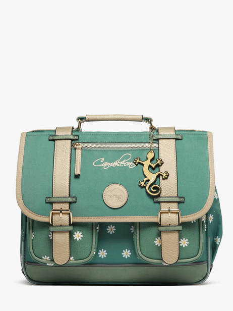 Cartable Enfant 2 Compartiments Cameleon Vert vintage fantasy CA35