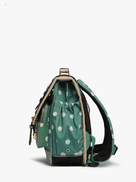 Cartable Enfant 2 Compartiments Cameleon Vert vintage fantasy CA35 vue secondaire 2