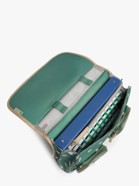 Cartable Enfant 2 Compartiments Cameleon Vert vintage fantasy CA35 vue secondaire 3