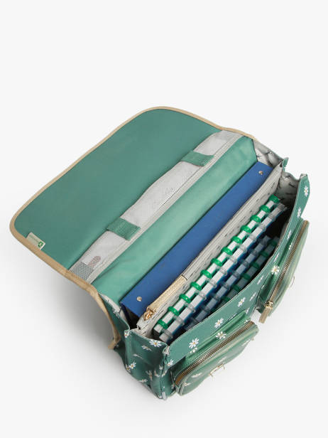 Boekentas Voor Kinderen 2 Compartimenten Cameleon Groen vintage fantasy CA38 ander zicht 3