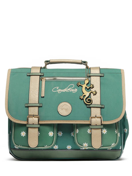 Boekentas Voor Kinderen 2 Compartimenten Cameleon Groen vintage fantasy CA38 ander zicht 6
