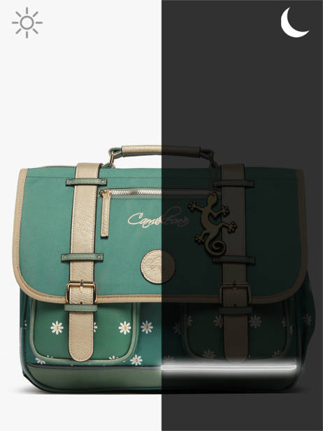 Boekentas Voor Kinderen 2 Compartimenten Cameleon Groen vintage fantasy CA38 ander zicht 7