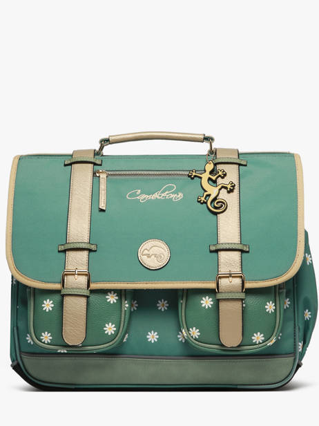Cartable Enfant 3 Compartiments Cameleon Vert vintage fantasy CA41
