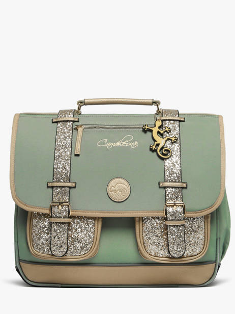 Cartable Enfant 3 Compartiments Cameleon Vert vintage fantasy CA41