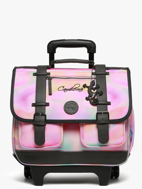 Cartable  Roulettes Enfant 2 Compartiments Cameleon Rose vintage fantasy CR38