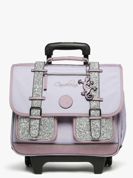 Cartable  Roulettes Enfant 2 Compartiments Cameleon Violet vintage fantasy CR38