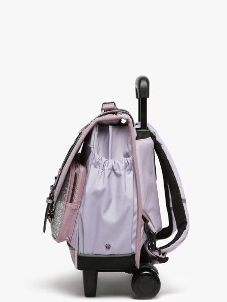 Cartable à Roulettes Enfant 2 Compartiments Cameleon Violet vintage fantasy CR38 vue secondaire 2