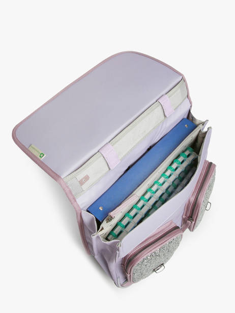 Cartable à Roulettes Enfant 2 Compartiments Cameleon Violet vintage fantasy CR38 vue secondaire 3