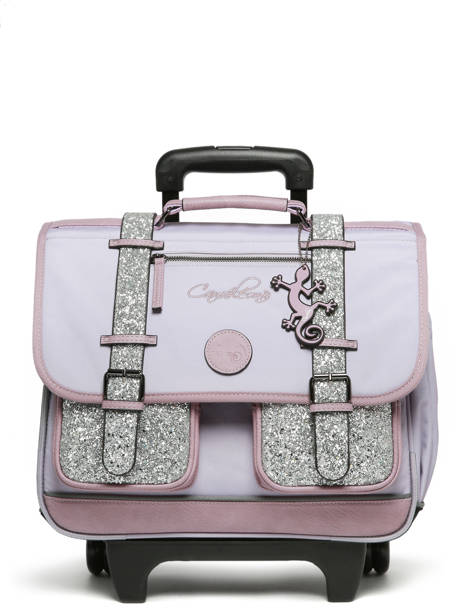 Cartable à Roulettes Enfant 2 Compartiments Cameleon Violet vintage fantasy CR38 vue secondaire 7