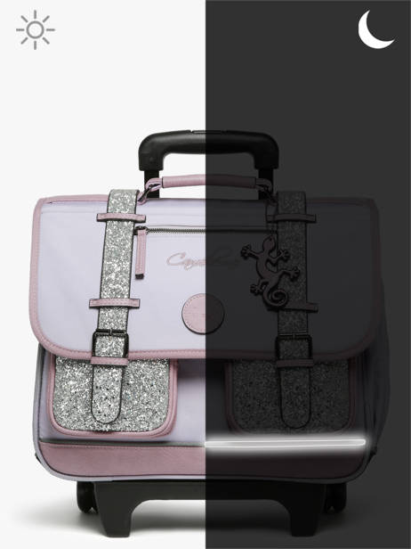 Cartable à Roulettes Enfant 2 Compartiments Cameleon Violet vintage fantasy CR38 vue secondaire 8