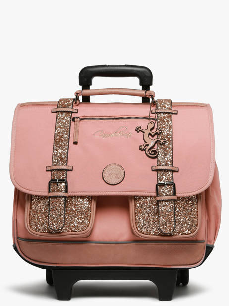 Cartable  Roulettes 3 Compartiments Cameleon Rose vintage fantasy CR41