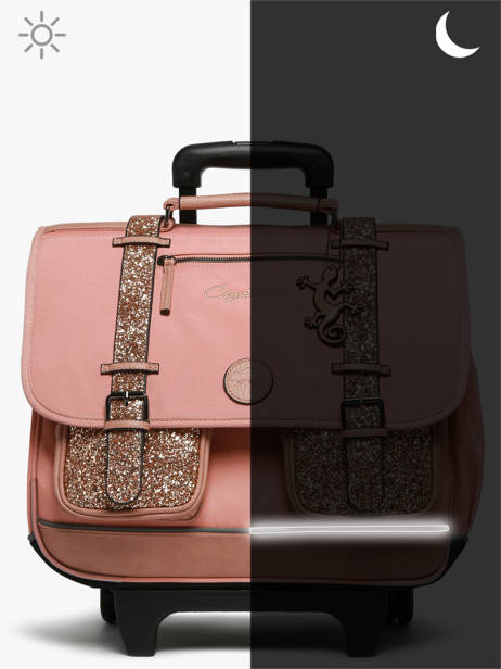 3-compartment Wheeled Satchel Cameleon Pink vintage fantasy CR41 other view 8