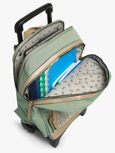 Sac A Dos à Roulettes 2 Compartiments Cameleon Vert vintage fantasy SR40 vue secondaire 3