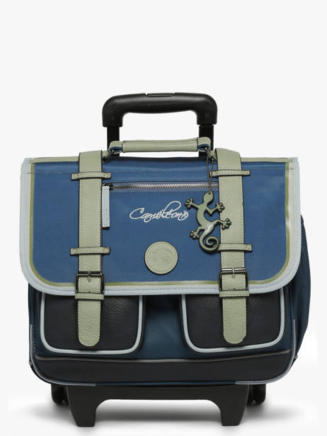 Cartable  Roulettes Enfant 2 Compartiments Cameleon Vert vintage urban CR38