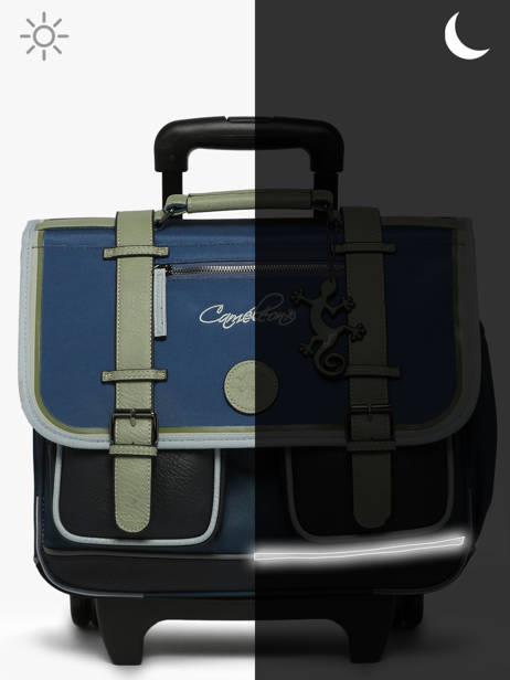 Wheeled Schoolbag For Kids 2 Compartments Cameleon Green vintage urban CR38 other view 8