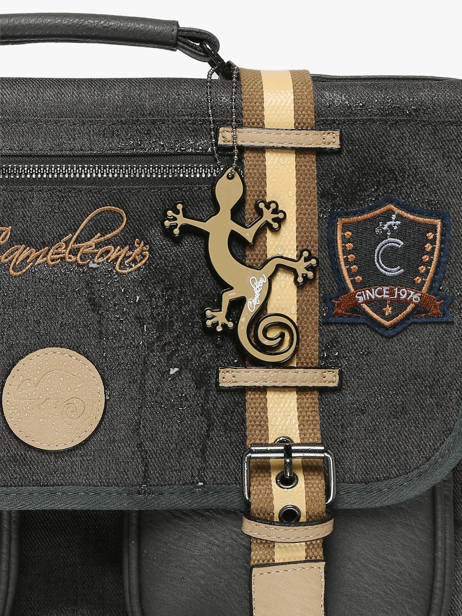 Boekentas Voor Kinderen 2 Compartimenten Cameleon Grijs vintage urban CA35 ander zicht 6
