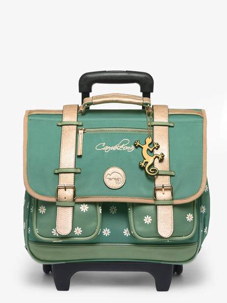 Schoolbag On Wheels For Kids 2 Compartments Cameleon Green vintage fantasy PBVGCR38