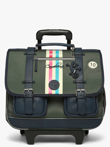 Cartable � Roulettes 3 Compartiments Cameleon Vert vintage urban CR41