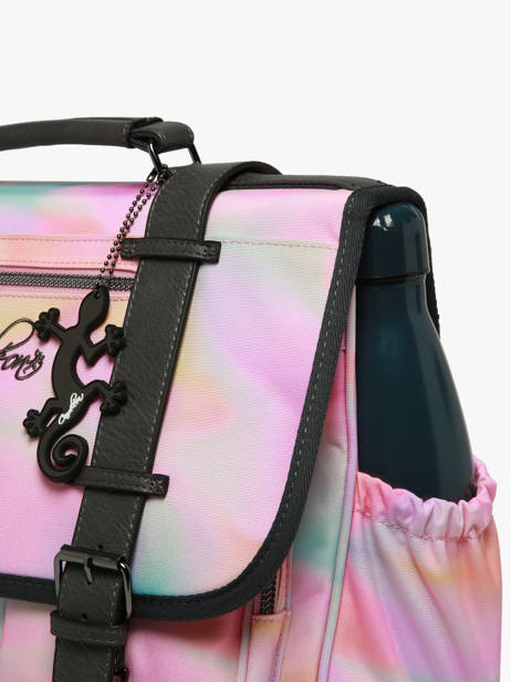 Satchel For Kids 2 Compartments Cameleon Pink vintage fantasy CA38 other view 5