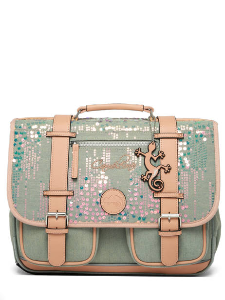 Cartable Enfant 2 Compartiments Vintage Fantasy Cameleon Vert vintage fantasy CA38 vue secondaire 5