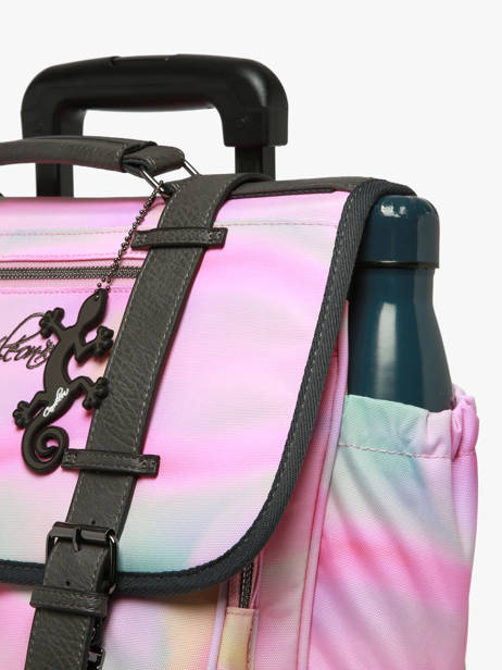 Boekentas Op Wieltjes Kinderen 2 Compartimenten Vintage Fantasy Cameleon Roze vintage fantasy CR38 ander zicht 6