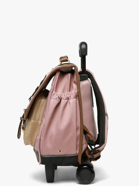 Cartable à Roulettes Enfant 2 Compartiments Cameleon Rose vintage fantasy CR38 vue secondaire 1
