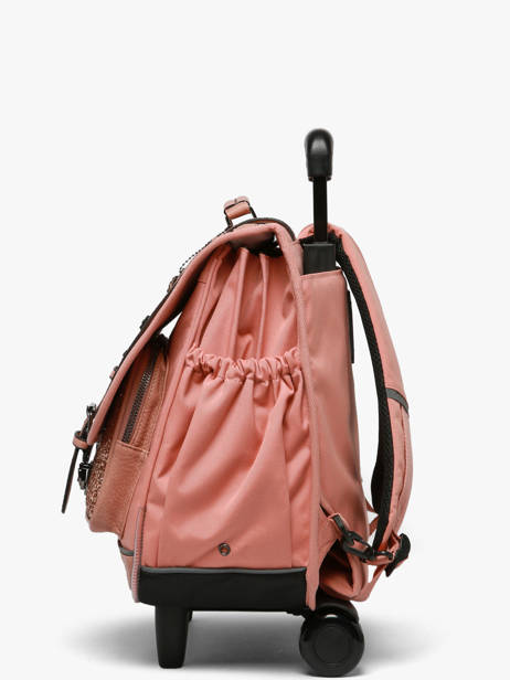 Boekentas Op Wieltjes 3 Compartimenten Vintage Fantasy Cameleon Roze vintage fantasy CR41 ander zicht 2