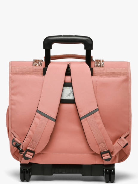Boekentas Op Wieltjes 3 Compartimenten Vintage Fantasy Cameleon Roze vintage fantasy CR41 ander zicht 4