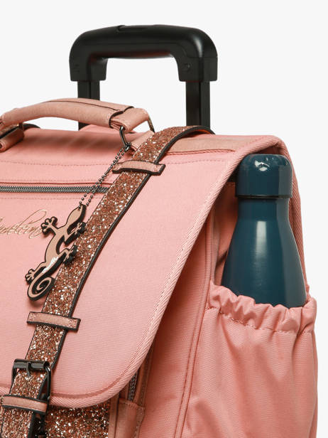 Boekentas Op Wieltjes 3 Compartimenten Vintage Fantasy Cameleon Roze vintage fantasy CR41 ander zicht 6