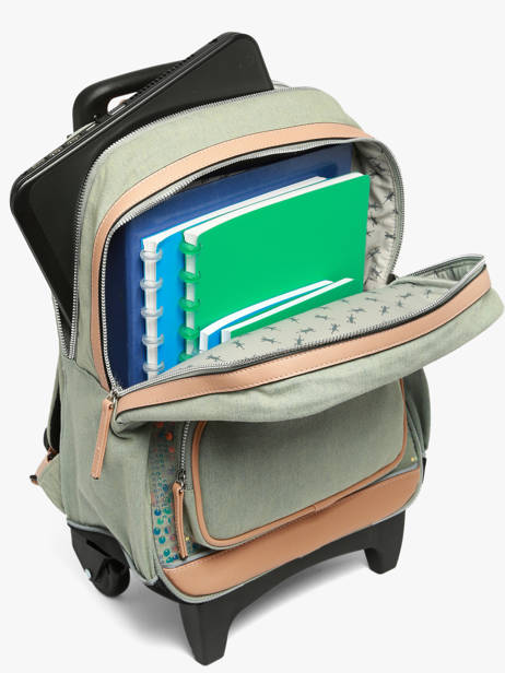 Rugzak Op Wieltjes 2 Compartimenten Vintage Fantasy Cameleon Groen vintage fantasy SR40 ander zicht 2