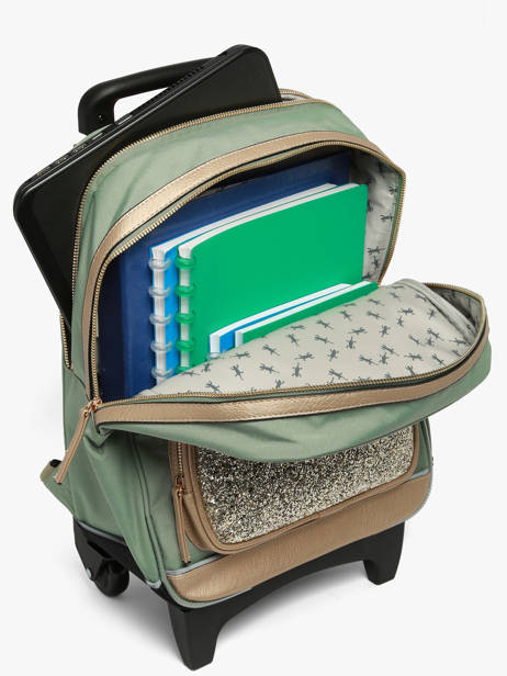 Rugzak Op Wieltjes 2 Compartimenten Vintage Fantasy Cameleon Groen vintage fantasy SR40 ander zicht 3