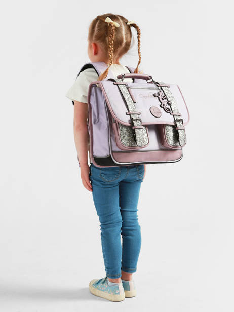 Cartable Enfant 2 Compartiments Cameleon Violet vintage fantasy CA35 vue secondaire 1