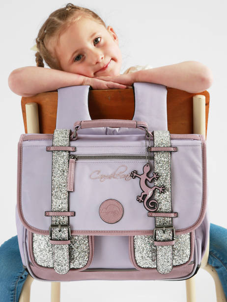 Cartable Enfant 2 Compartiments Cameleon Violet vintage fantasy CA35 vue secondaire 2
