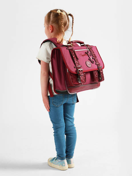 Boekentas Kinderen 2 Compartimenten Vintage Fantasy Cameleon Violet vintage fantasy CA35 ander zicht 1