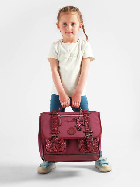 Boekentas Kinderen 2 Compartimenten Vintage Fantasy Cameleon Violet vintage fantasy CA35 ander zicht 2