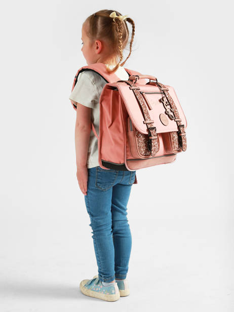 Cartable Enfant 2 Compartiments Cameleon Rose vintage fantasy CA35 vue secondaire 1