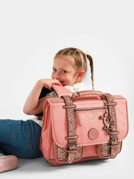 Cartable Enfant 2 Compartiments Cameleon Rose vintage fantasy CA35 vue secondaire 2