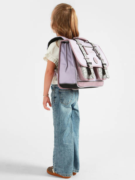 Cartable Enfant 2 Compartiments Cameleon Violet vintage fantasy CA38 vue secondaire 1