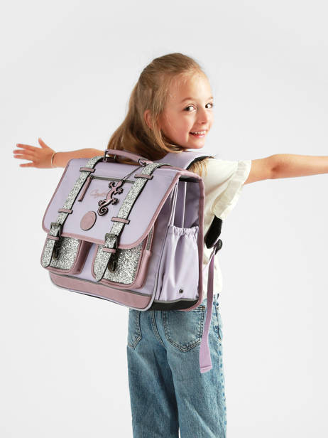 Cartable Enfant 2 Compartiments Cameleon Violet vintage fantasy CA38 vue secondaire 2